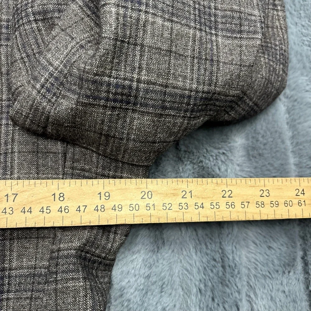 Calvin Klein Mens 42R Brown Plaid 100% Wool Natural Stretch Blazer Sport Coat